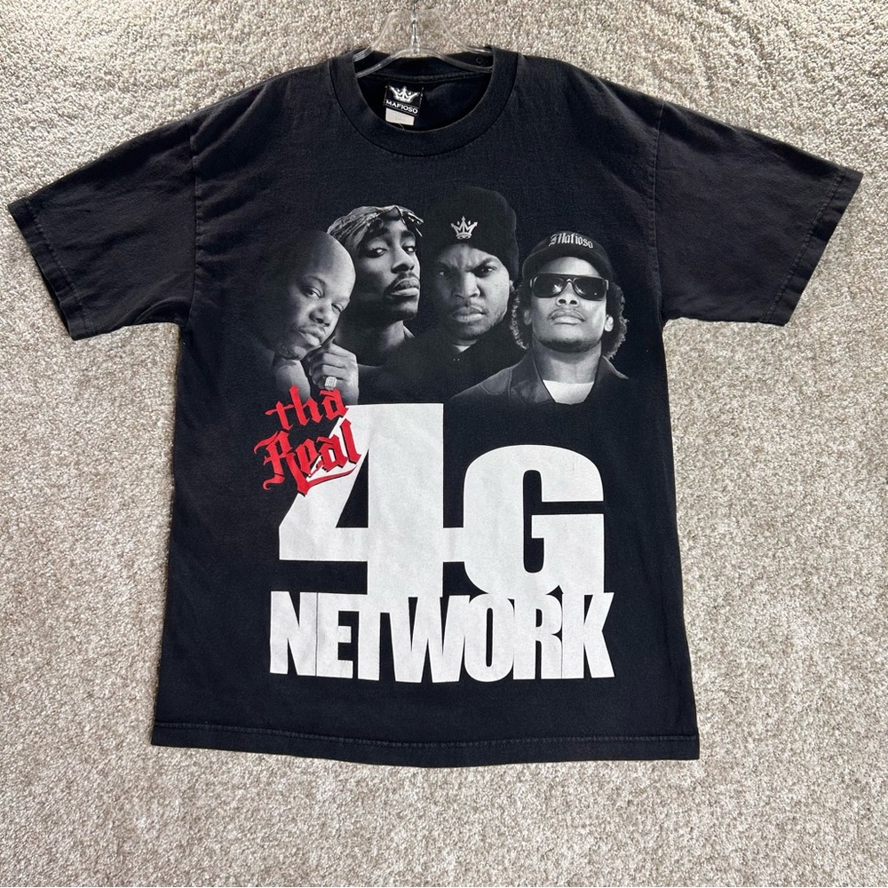 The real 4g network men’s T shirt hip hop size‎ large black double sided